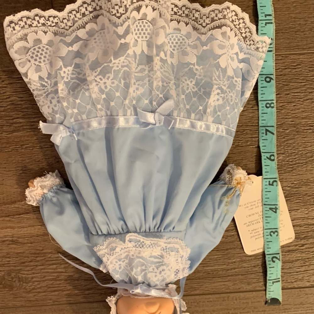 Blue Lace Baby Doll with Bonnet - Picture 8 of 12